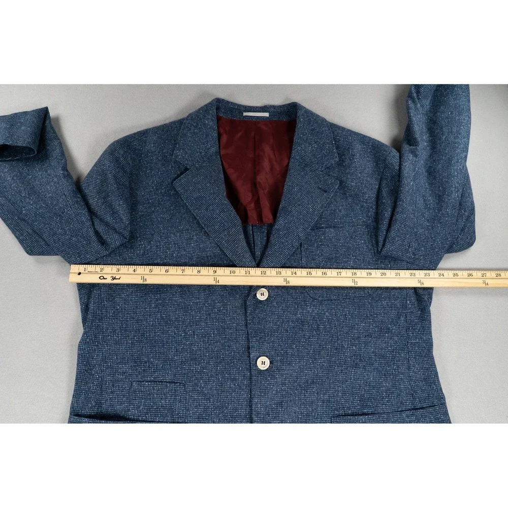 Brunello Cucinelli Mens Blue Silk Wool Cashmere 3 Button Blazer Sport Coat IT 56